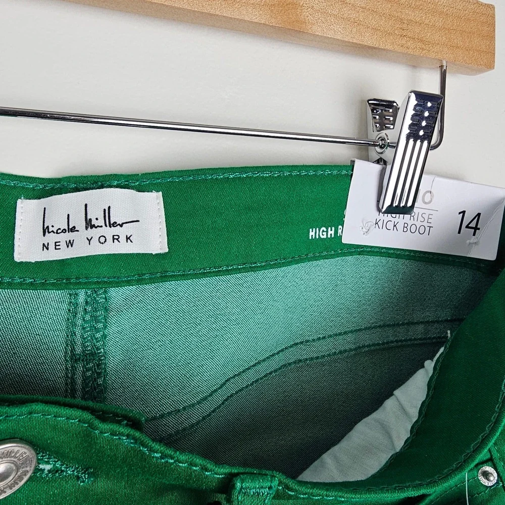 Nicole Miller Pants Womens 14 Green Soho High Rise Kick Boot Kelly Green - Picture 3 of 8